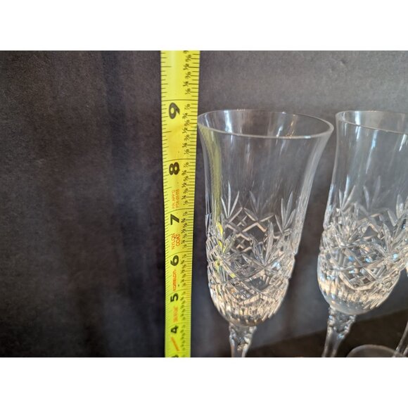3 Vintage Cut Crystal Champagne Flutes Clear Glass Elegant Stemware 9" Tall - Picture 8 of 8